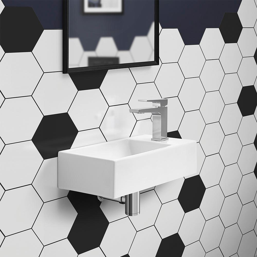 Swiss Madison Voltaire 19.5 in. x 10 in. Rectangular Ceramic Wall Hung Vessel Sink with Right Side Faucet Mount in White