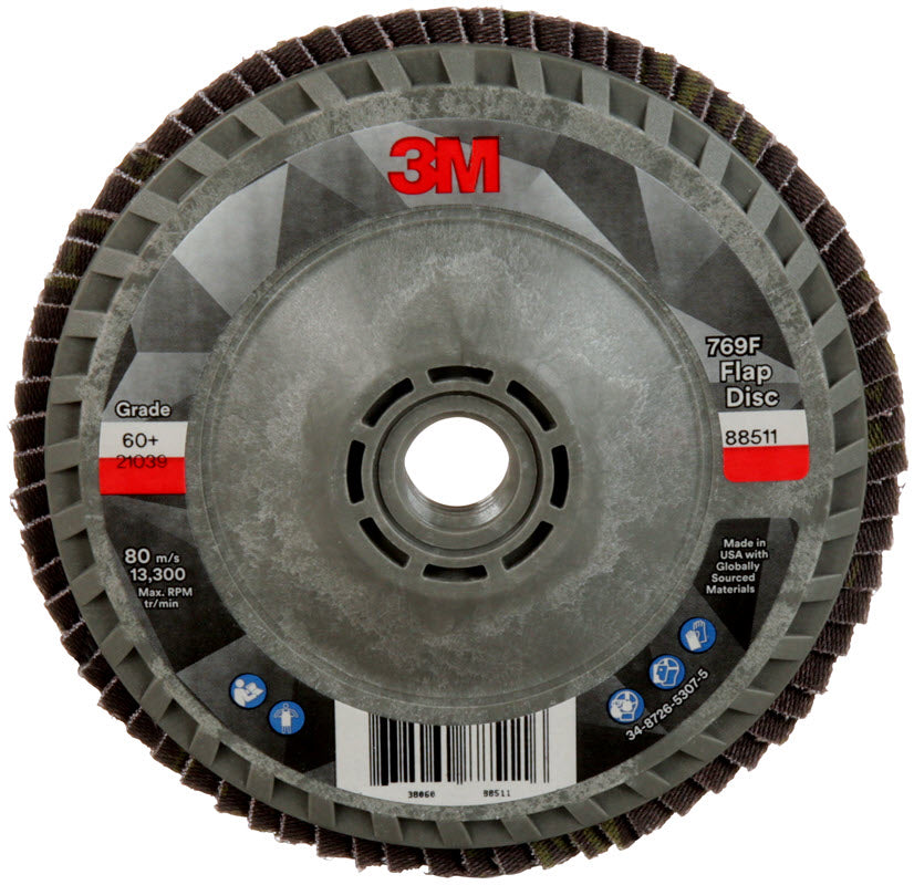 3M 769F Flap Disc 4 1/2" X 5/8-11 Type 27 Grade 60+ 88511