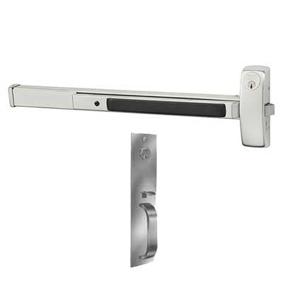 Sargent 8866-F-PTB Rim Exit Device Classroom Security Function Key Lock/Unlock, 33"-36" door, PTB Thumbpiece Trim