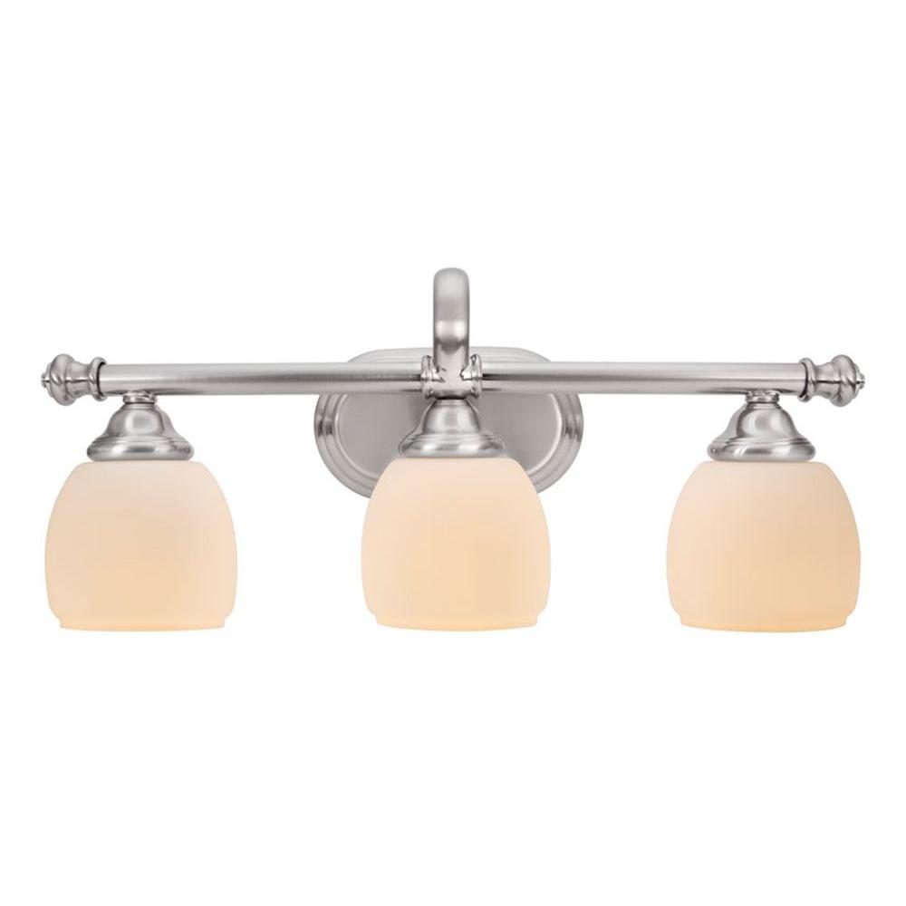 Cedar Cove 3-Light Brushed Nickel Vanity Light with Etched Opal Glass Shades