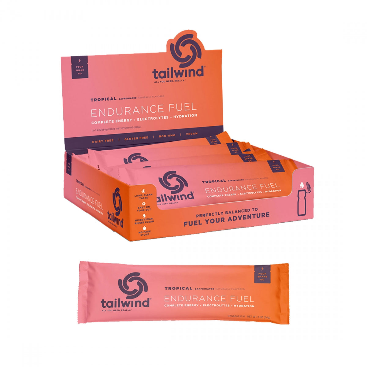 Tailwind Nutrition Endurance Fuel Energy Tropical Buzz Box of 12 packets