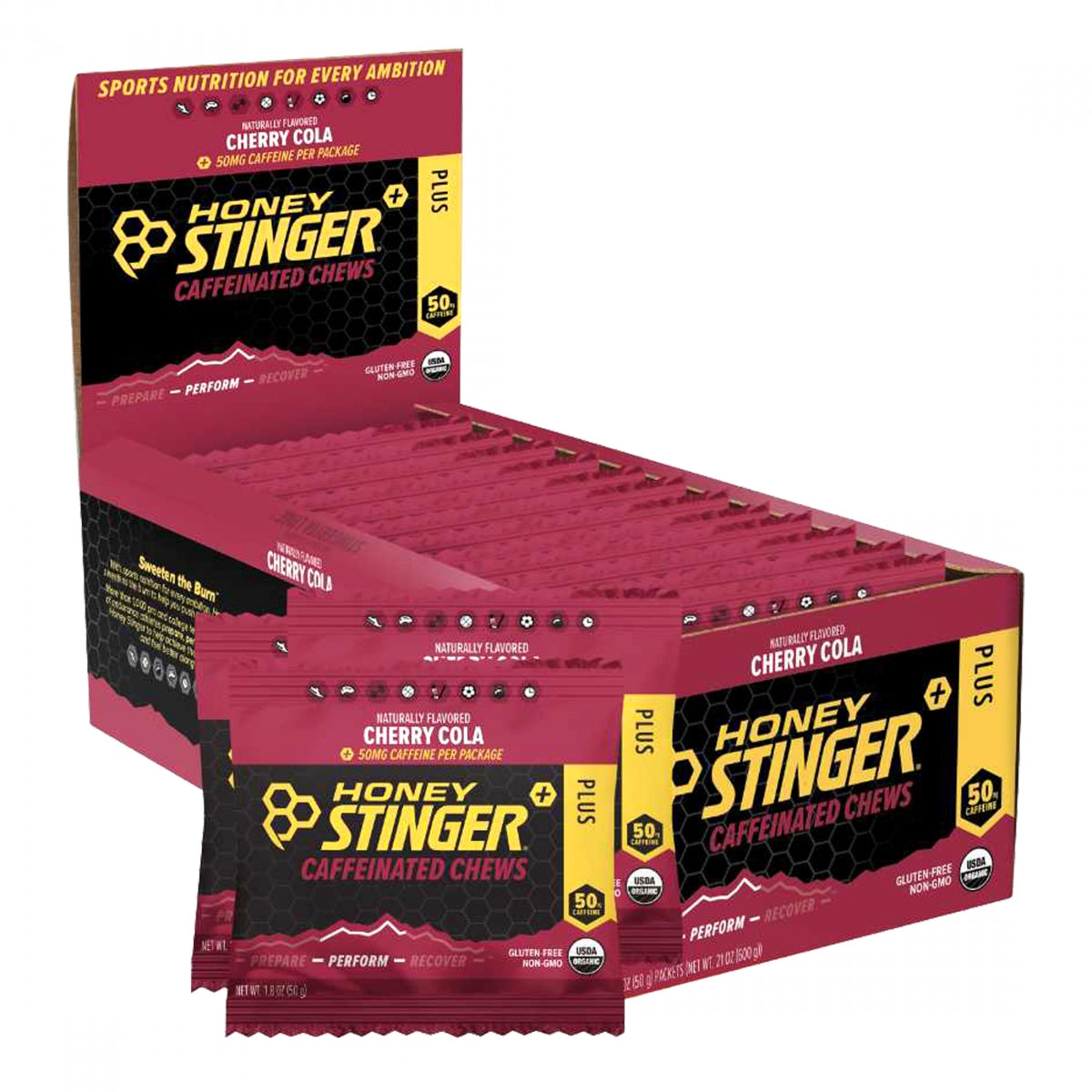 Honey Stinger Caffeinated Energy Chews - Gluten-Free, Non-GMO, Quick Energy, Electrolyte Replenishment, Perfect for Cycling and Active Lifestyle