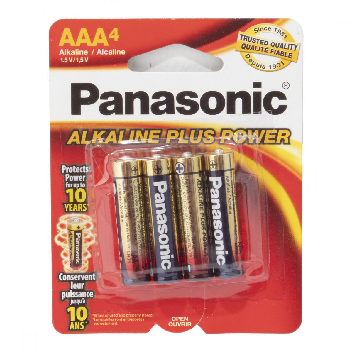 Panasonic Alkaline Plus Power AAA Batteries - 4 Pack for Long-Lasting Performance