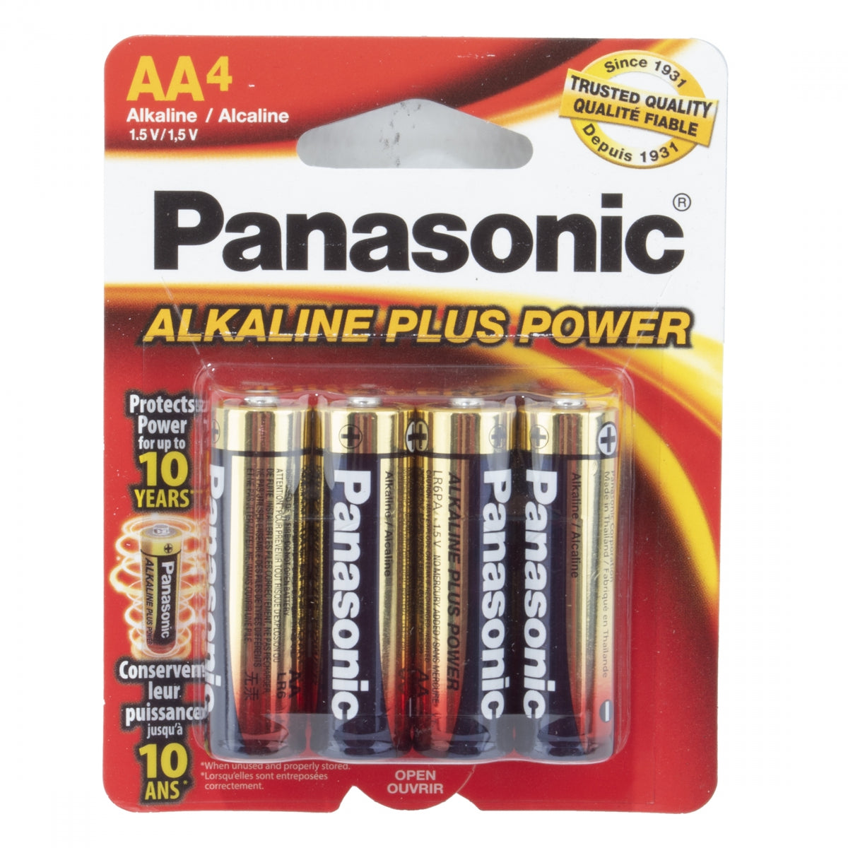 Panasonic Alkaline Plus Power AA Batteries - 4 Pack for Long-Lasting Performance