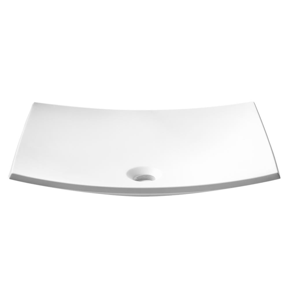KRAUS Natura Rectangle Solid Surface Vessel Sink in White