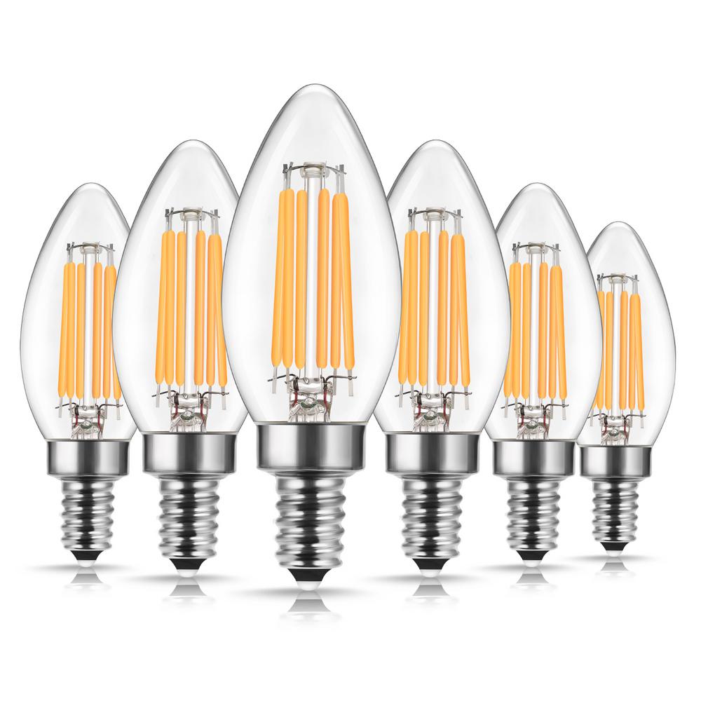 YANSUN 60-Watt Equivalent C35 Dimmable Edison LED Light Bulb Warm White (6-Pack)