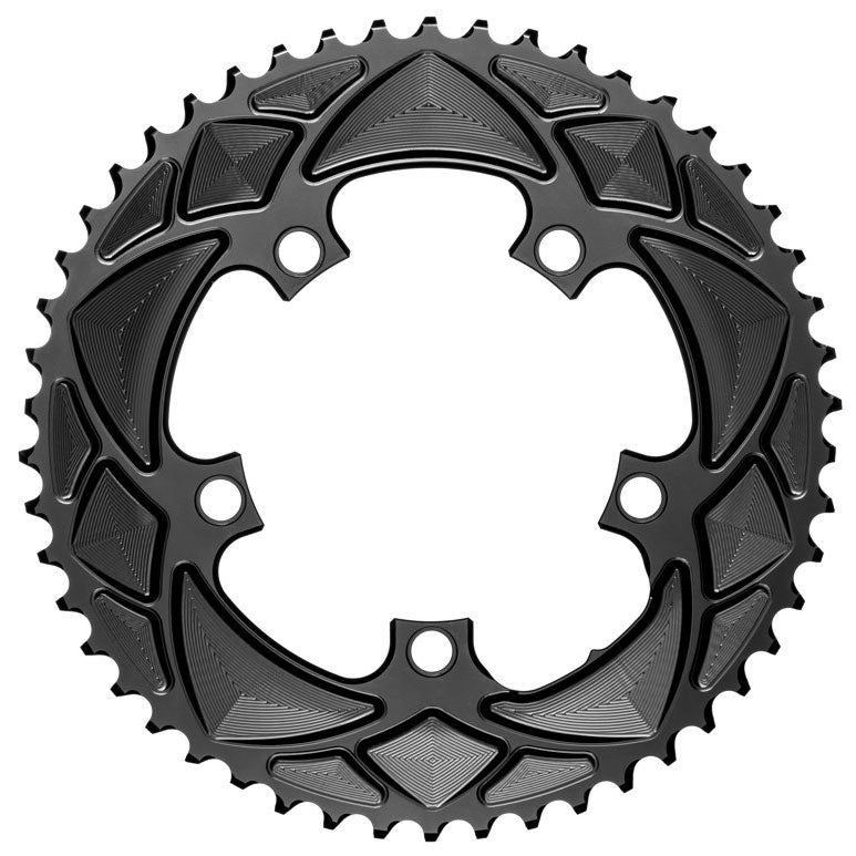 absoluteBLACK Premium Round 110 BCD Road Outer Chainring - 52t, 110 BCD, 5-Bolt, For 52/36 or 52/38 Combination, Black