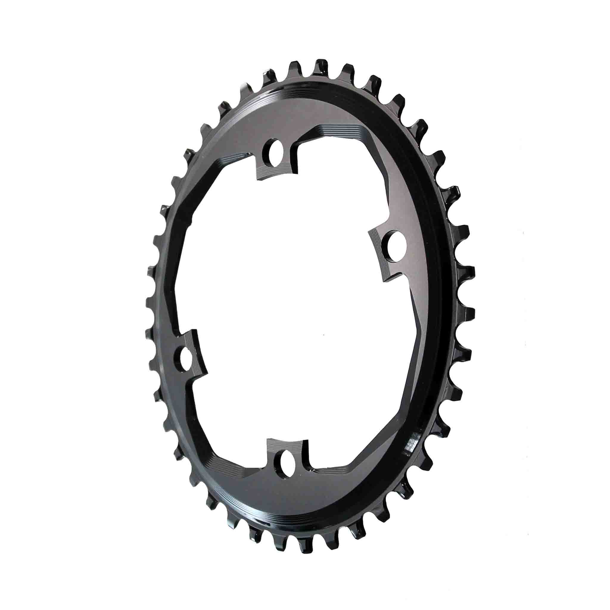 absoluteBLACK Oval 110 BCD for SRAM Apex Chainring for SRAM Apex 1 - 38t, 110 SRAM Asymmetric BCD, 4-Bolt, Narrow-Wide,