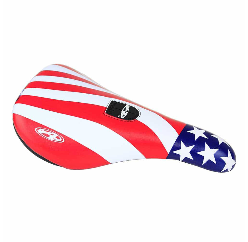 AnswerBMX Pro Pivotal Saddles – Lightweight Vinyl BMX Seats with Minimal Padding, American Flag, Flo Yellow, Blue & Black Options, Pivotal Fit