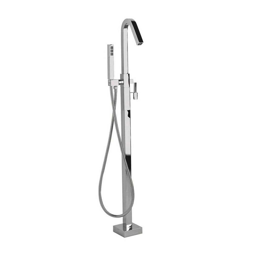 Aquabrass ABFBX77N85 X77N85 Xsquare FloorMount Tub Filler with Handshower - Trim Only