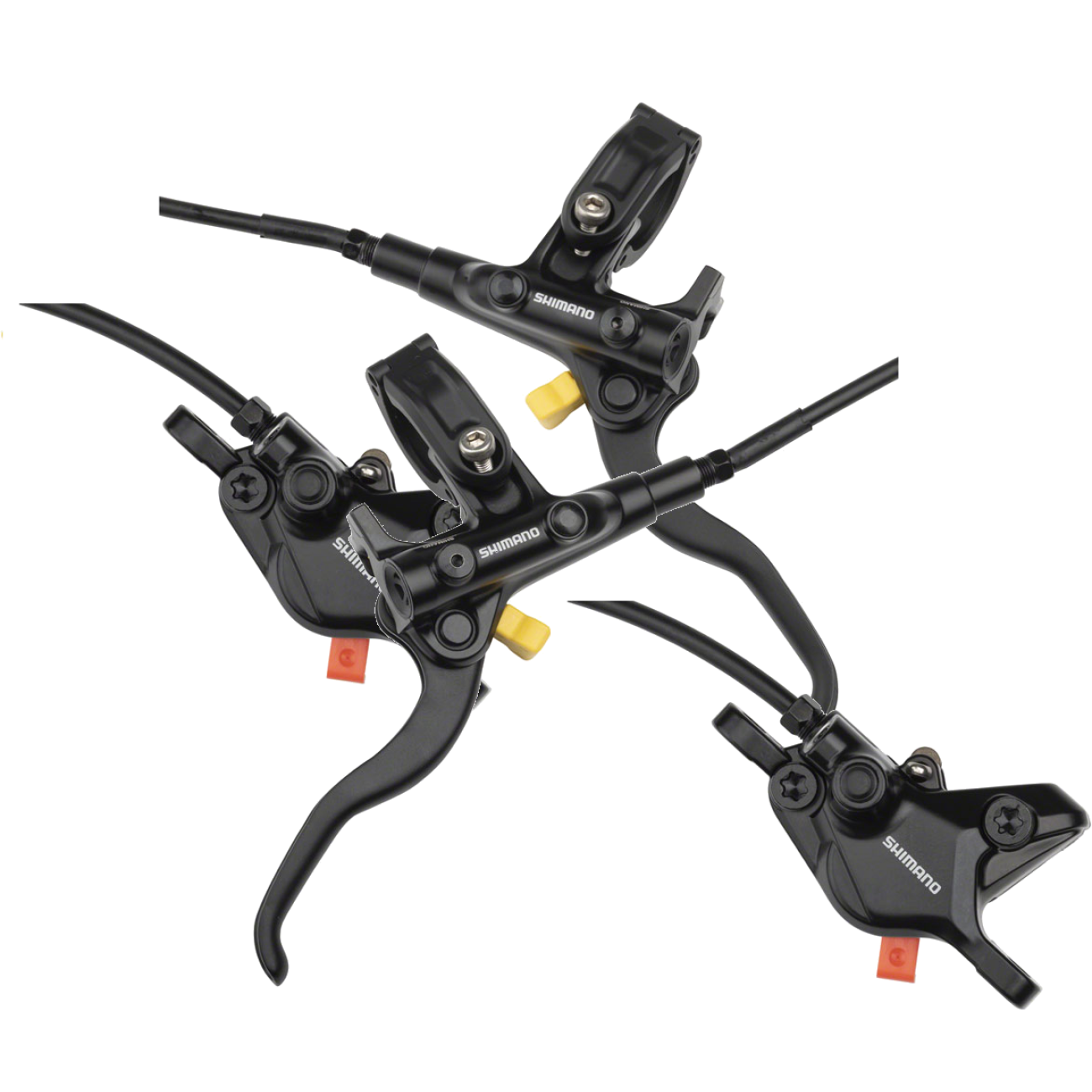 Shimano Deore M4100 Hydraulic Disc Brake Bundle - 2-Piston Front & Rear Brakes with Pre-Bled Levers