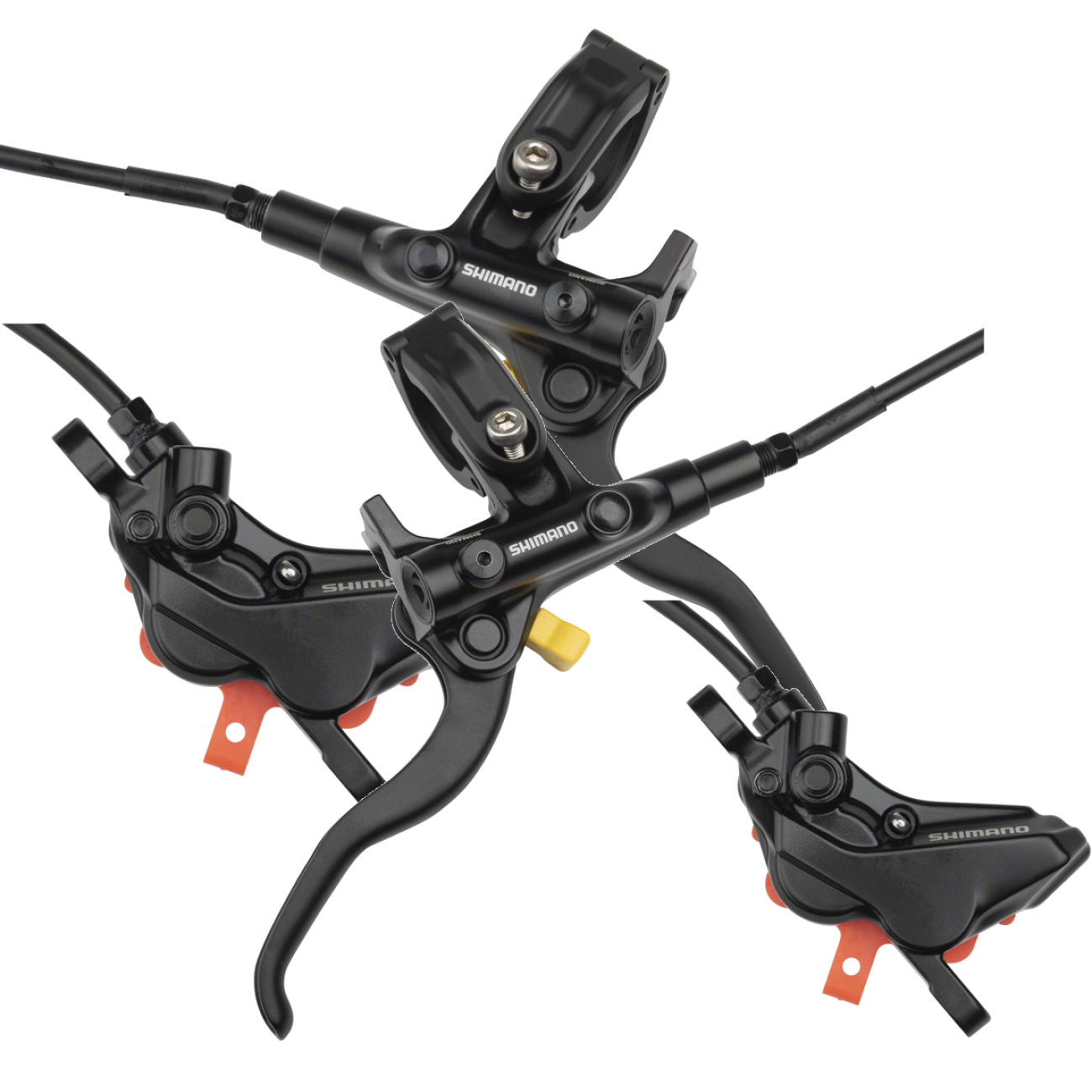 Shimano Deore Hydraulic Disc Brake Bundle 4-Piston Front & Rear Levers, Post Mount, Mineral Oil, Black