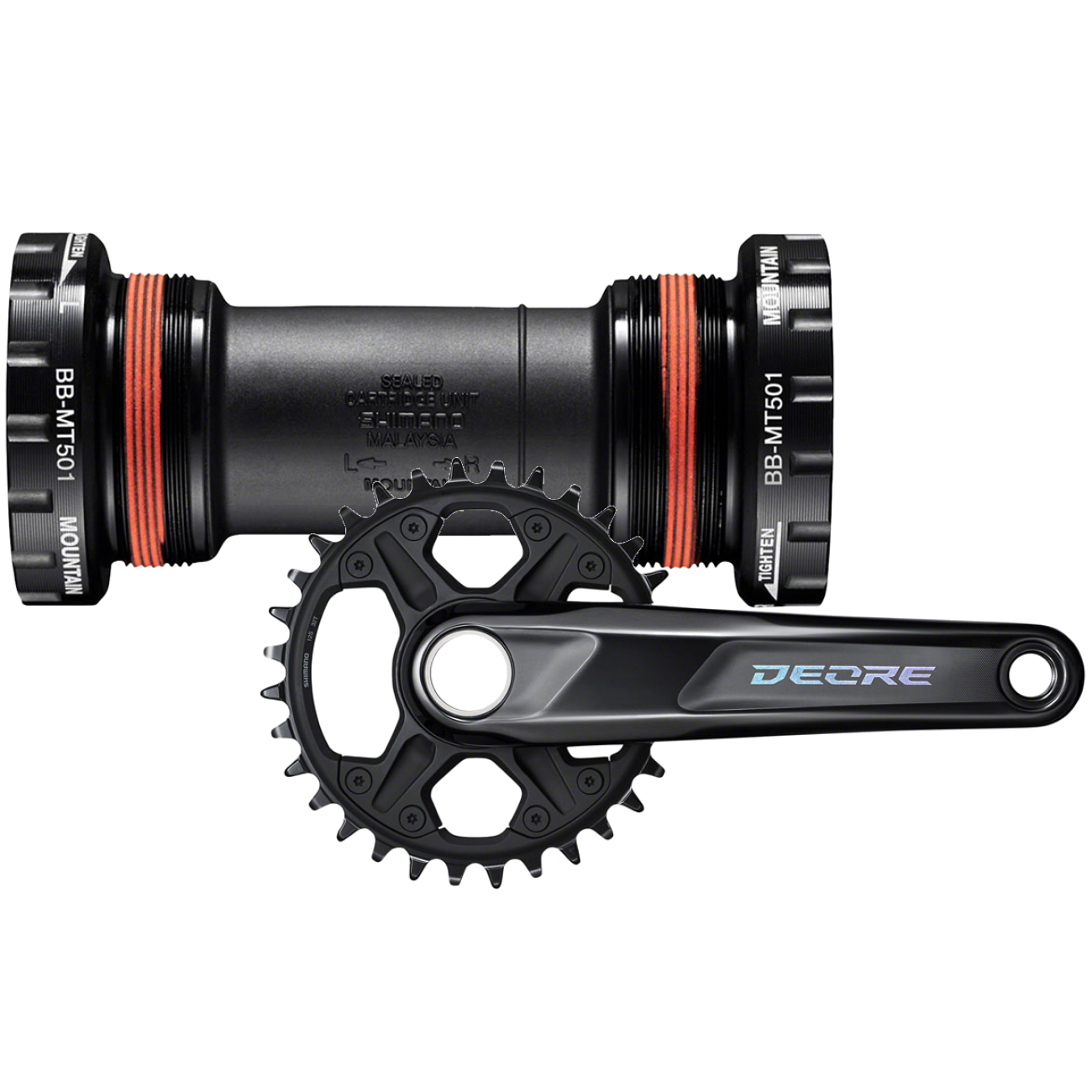 Shimano MTB Bottom Bracket & Crankset Bundle - Hollowtech II, 12-Speed, 175mm, Black