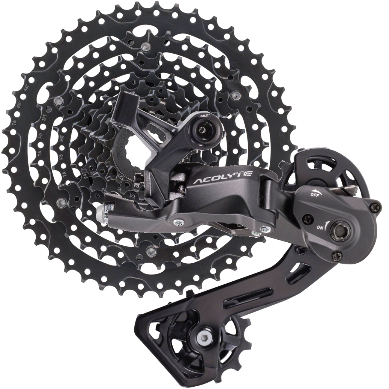 microSHIFT Acolyte 8-Speed Drivetrain Bundle Cassette & SpringLock Rear Derailleur, Black