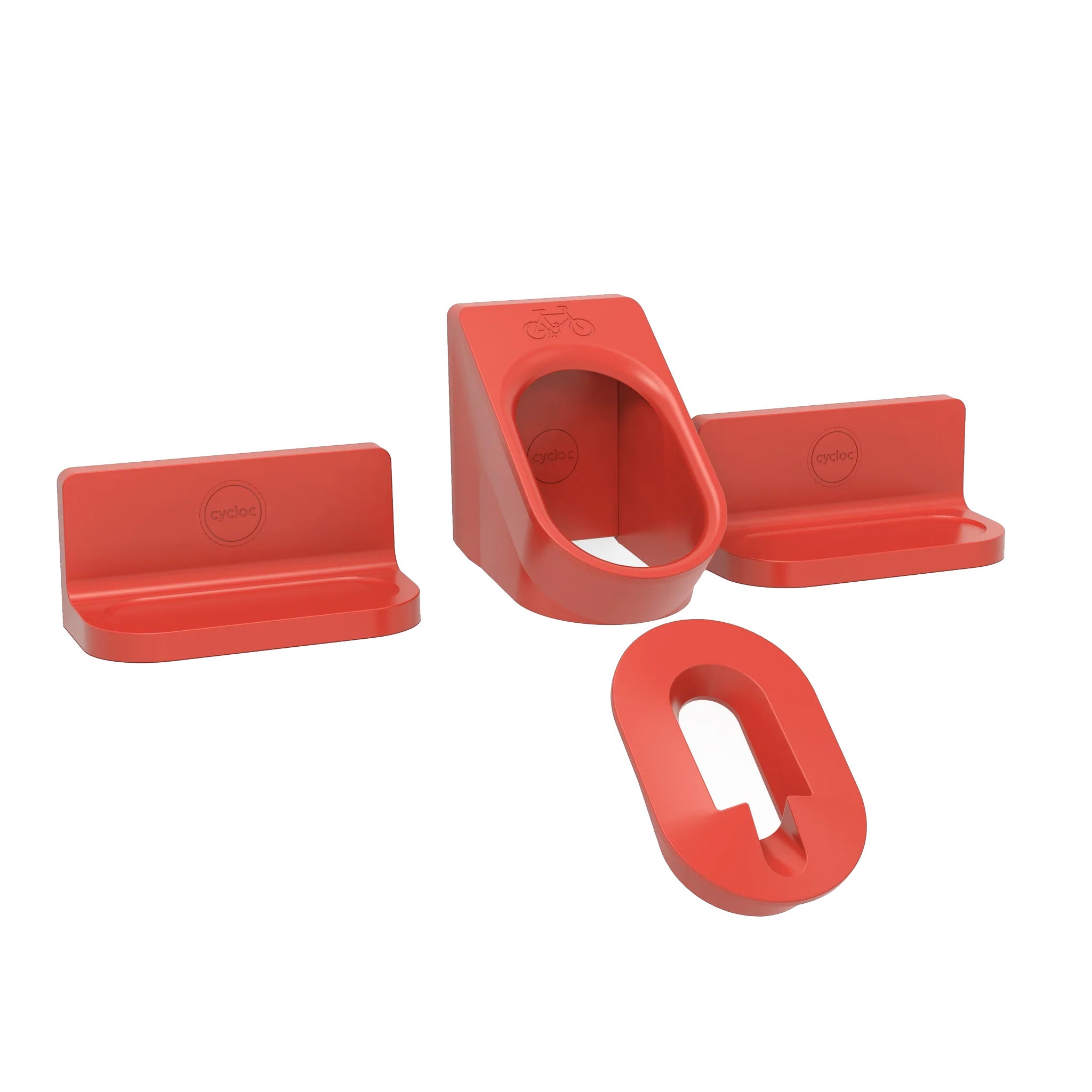 Cycloc Super Hero Wall Mounted Bike Storage—Durable Polypropylene, minimalist design, compatible with clipless pedals, wall protection, and sleek finishes