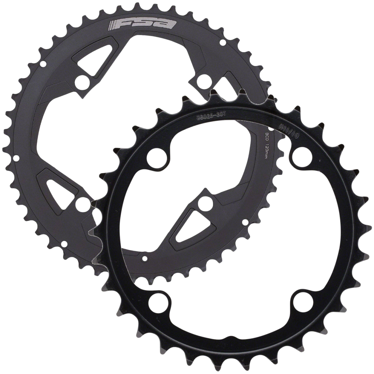 FSA Gossamer & Omega/Vero Aluminum Road Chainrings Bundle 10/11-Speed, 46t & 30t, Black