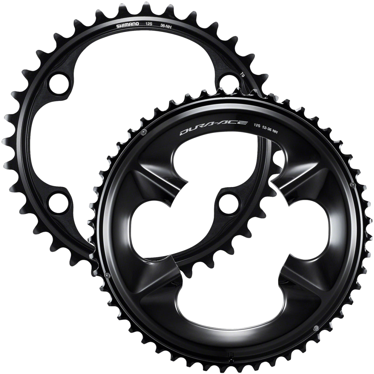 Shimano Dura-Ace FC-R9200 12-Speed Aluminum Chainrings Bundle - 36t & 52t, Asymmetric 110 BCD, Lightweight High-Performance Cycling Components