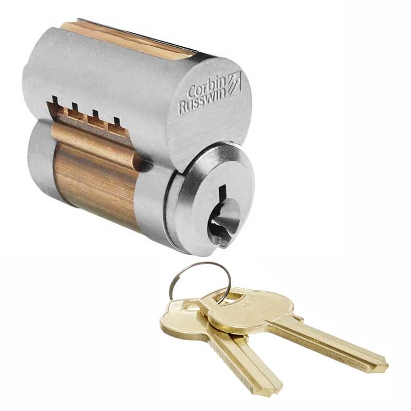 Corbin Russwin 8000-7-US26D LFIC Interchangeable Core, 7 Pin Core, L4 Keyway "0" Bit [2] Blank Keys, Satin Chrome Finish