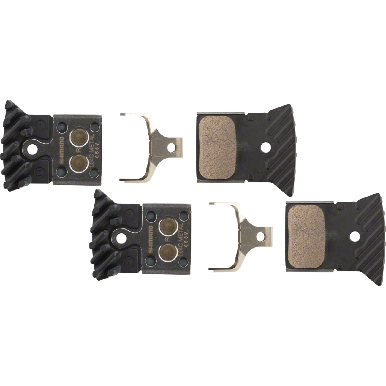 Shimano Metal Compound Disc Brake Pads with Finned Alloy Cooling Fins - High-Performance, Durable Bike Brake Components