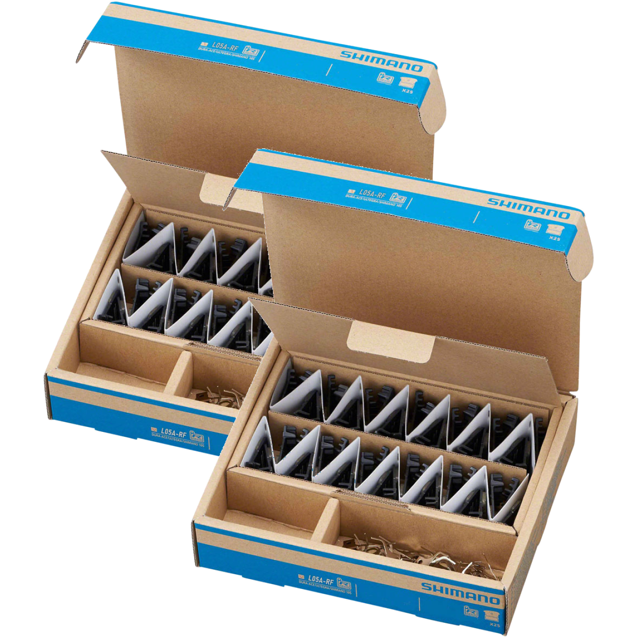 Shimano L05A-RF Resin Disc Brake Pads with Alloy Finned Back Plate Enhanced Durability & Cooling, Pack of 25