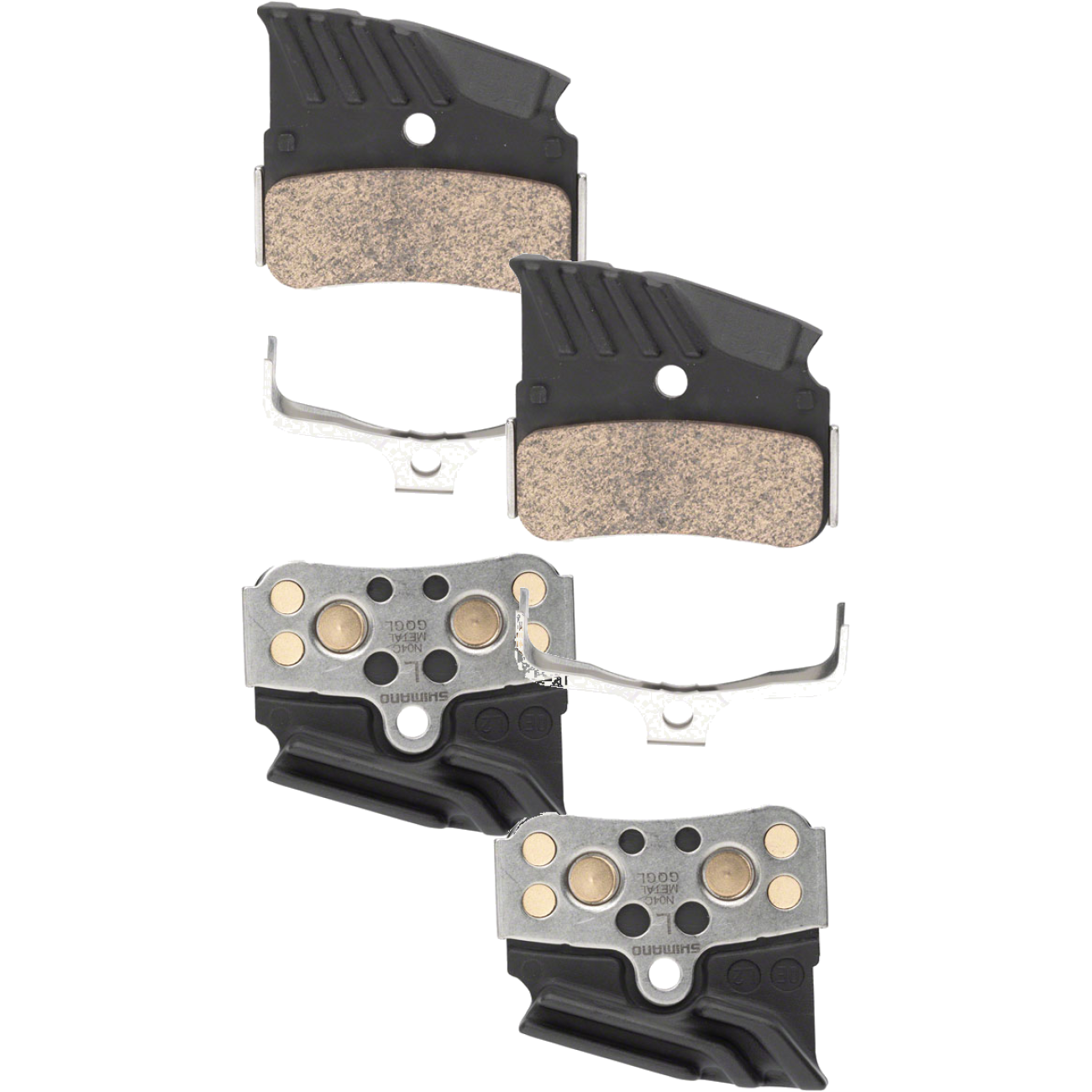 Shimano N04C-MF Disc Brake Pads with Stainless Steel Springs Metal Compound, Finned Alloy Back Plate, High-Performance, Wet/Dry Conditions