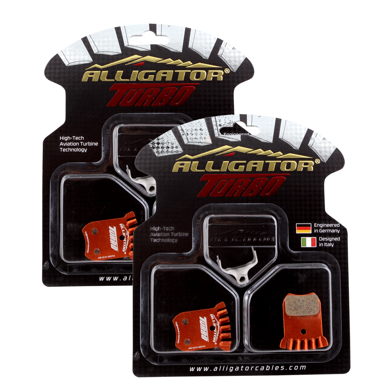 Alligator Turbo Shimano Organic K-Type 2-Piston Brake Pads with Heat Dissipation Fins