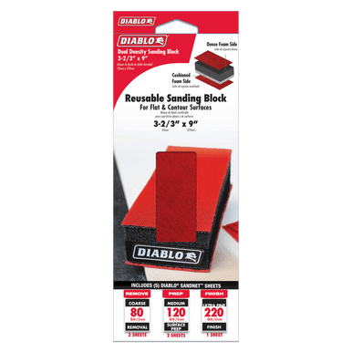 Freud Diablo DFB323DUOH01G 3-2/3 in. x 9 in. Reusable Hand Sanding Block