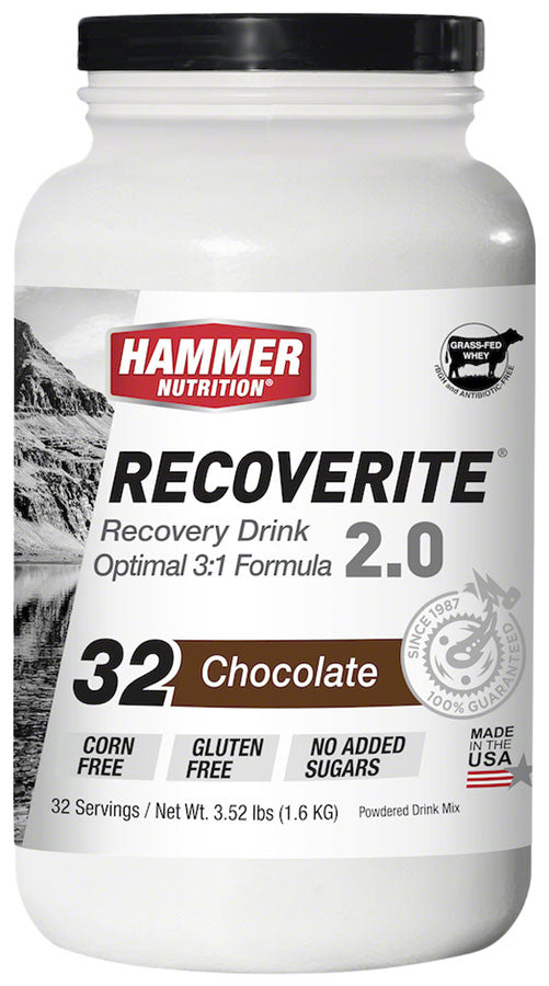 Hammer Nutrition Recoverite 2.0 Post-Workout Recovery Drinks — Gluten-Free, Electrolyte-Infused Sports Nutrition with Carbohydrate-Protein Balance
