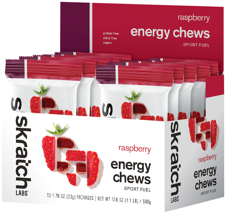 Skratch Labs Energy Chews Sport Fuel - Raspberry, Box of 10 Pack of 10