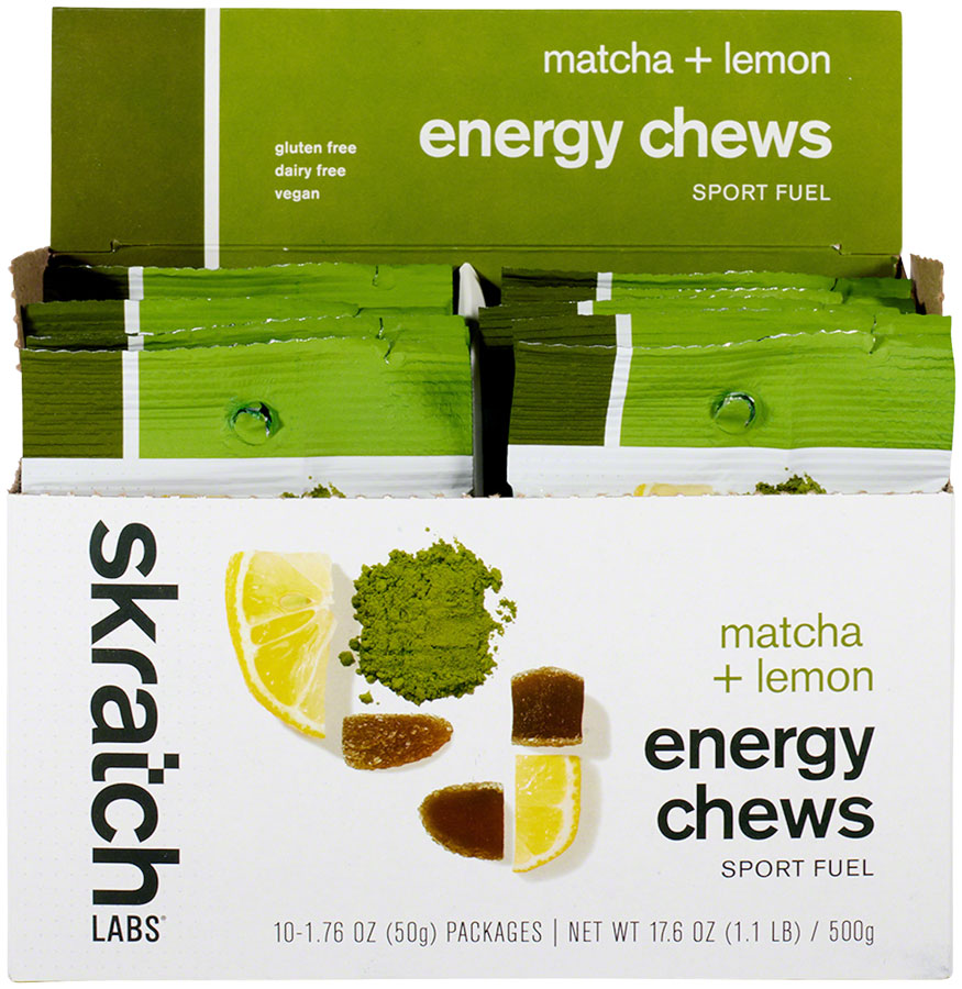 Skratch Labs Energy Chews Sport Fuel - Matcha + Lemon, Box of 10 Pack of 10