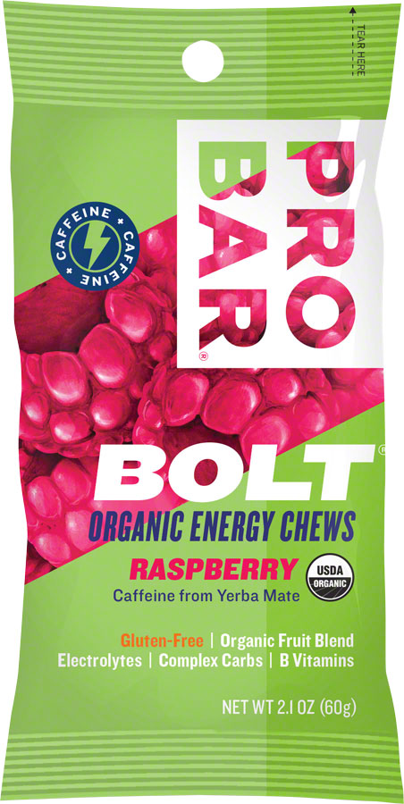 ProBar Bolt Chews: Raspberry, Box of 12, 20mg Caffeine Energy