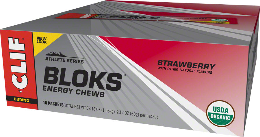 Clif Shot Bloks Strawberry Box Of 18 Usda Organic Energy & Electrolyte Chews