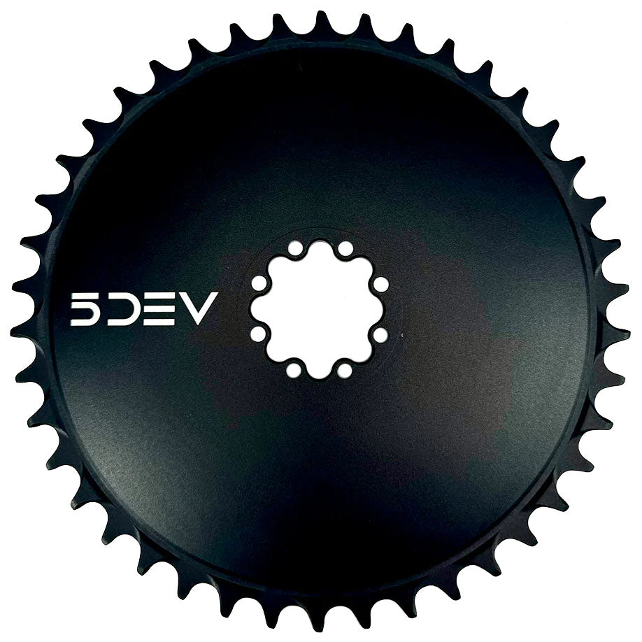 Premium 5Dev Aluminum Aero Road Chainrings – Lightweight, Durable 7075 Aluminum, 8-Bolt SRAM/Schwinn Compatibility, Shark Fin Tooth Design