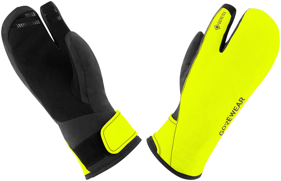 Gorewear Gore-Tex Insulated Trigger Gloves - Black/Neon Yellow, Men's, Large