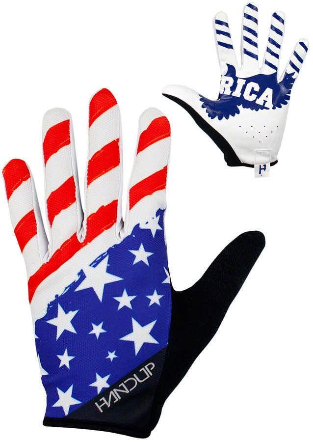 Handup 'Merica Full Finger Cycling Gloves – Lightweight, Breathable Mesh, Clarino Leather Palm, Silicone Grip, for Warm Weather Riding & Golf