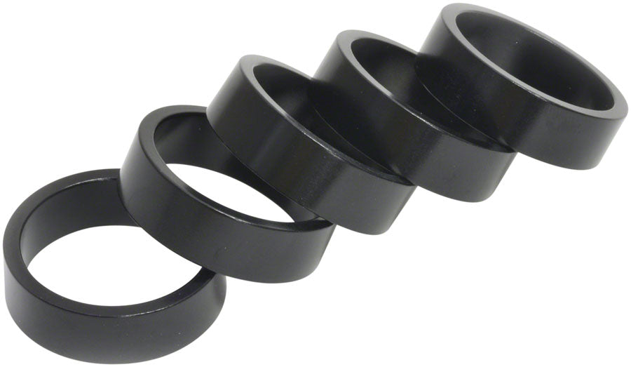 Premium Aluminum Headset Spacers 1-1/8" for Bicycle Stacks, Precision CNC Machined, Black, Multiple Thicknesses, S.H.I.S. Compatible