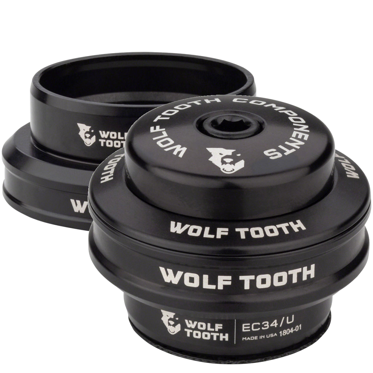 Wolf Tooth Performance Headset Bundle Aircraft Grade Aluminum, Black Oxide Bearings, EC44/40 & EC34/28.6 for Precision Cycling