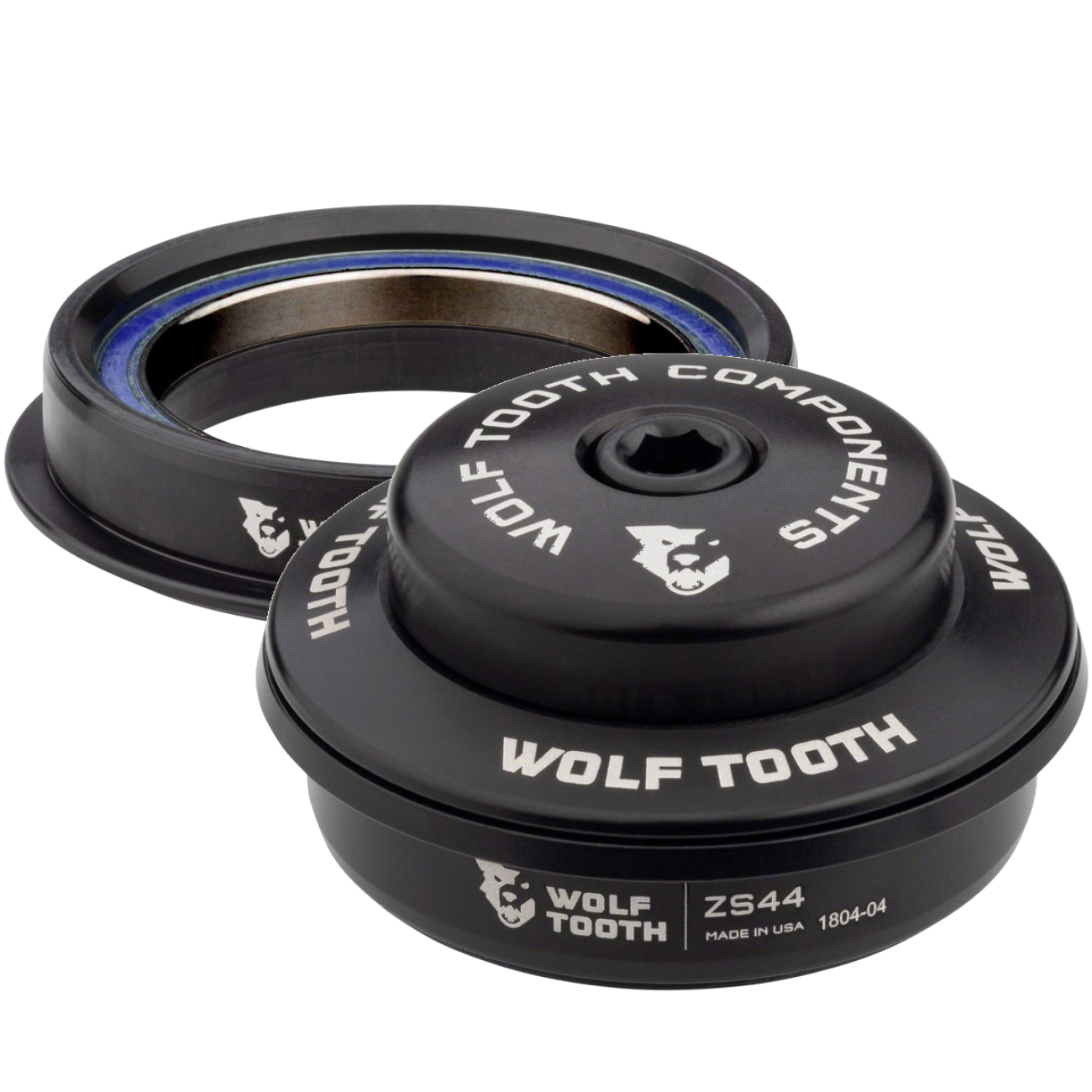 Wolf Tooth Aluminum Performance Headset Bundle Black Oxide Bearings, ZS56/40 & ZS44/28.6 for Mountain & Road Bikes