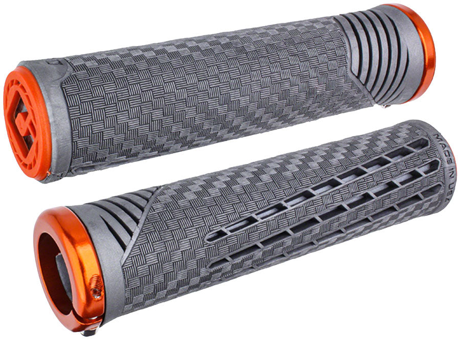 ODI CF V2.1 Grips - Gray/Orange, Lock-On