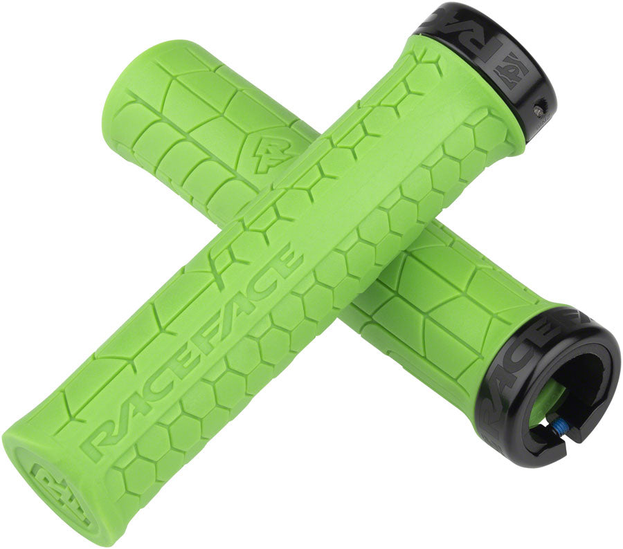 RaceFace Getta Grips - Green, Lock-On, 30mm Low-Profile Grips, Rubber Grips