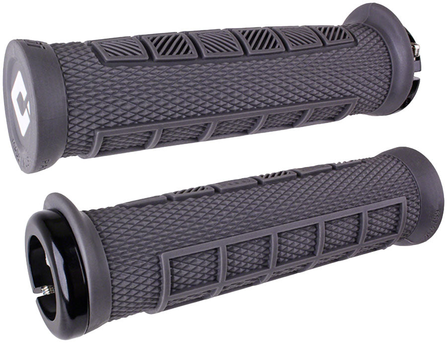 ODI Elite Pro Grips - Graphite Black Lock-On Half Waffle Flangeless Bicycle Grip