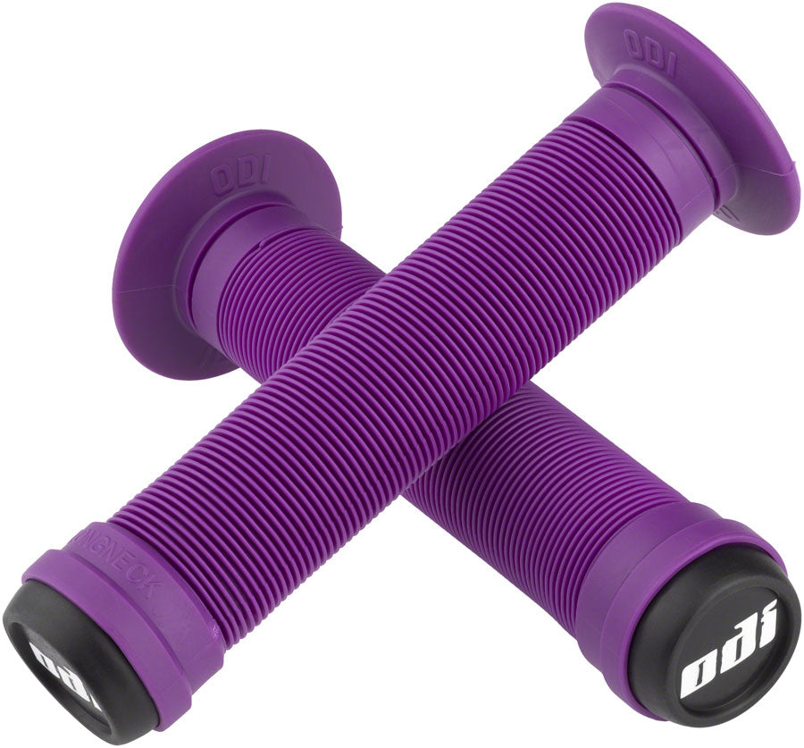 ODI Longneck ST Handlebar Grips 135mm Purple Open Ended Mushroom Rib Pattern