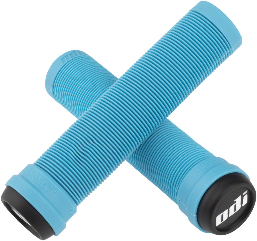 ODI Flangeless Longneck Grips - Aqua Sold In Pairs And Include Push In Plugs