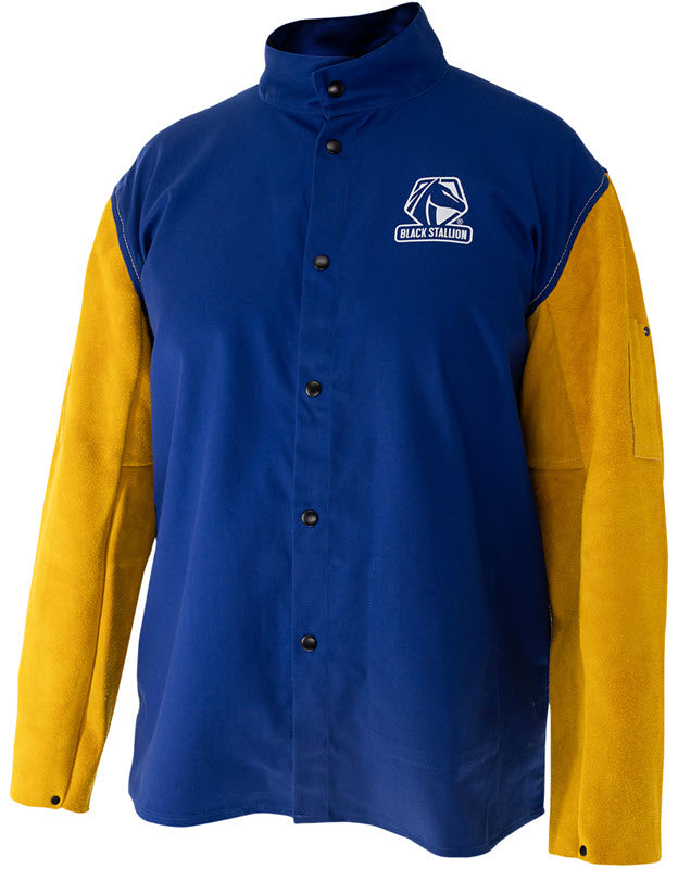 Black Stallion CORE FR Cotton/Cowhide Leather Hybrid Welding Jacket JH3040-RB