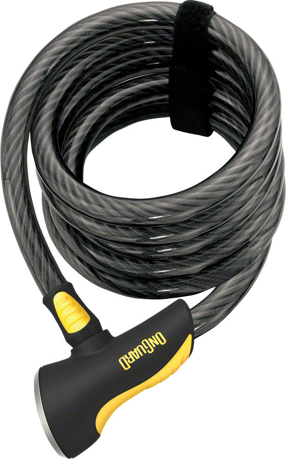 OnGuard Doberman Cable Lock With 5 Keys 6' x 12m Diameter Coiled Cable Gray