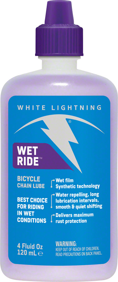 White Lightning Wet Ride Bike Chain Lube – Waterproof Synthetic Lubricant for Wet, Muddy, and Coastal Conditions, Long-Lasting, Anti-Corrosive, Drip Application