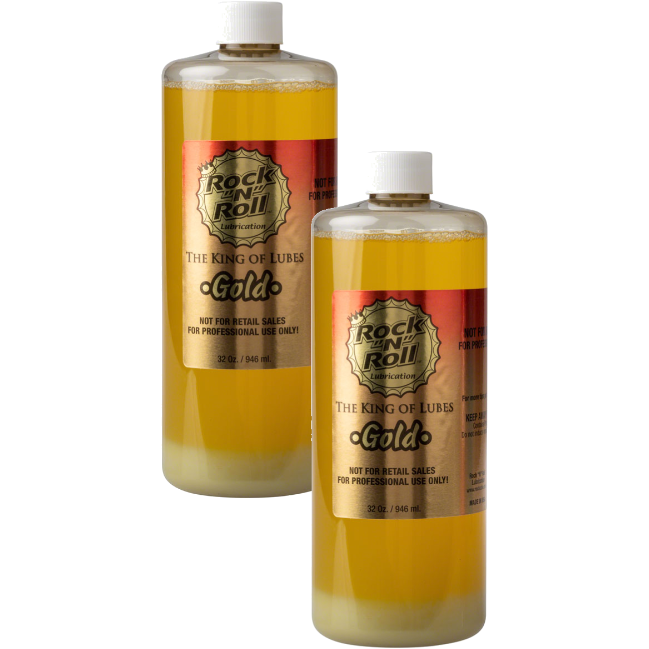 Rock 'N' Roll Gold Bike Chain Lube + Cleaning Chain Degreaser - 32oz Drip for Mountain & Road Cycling