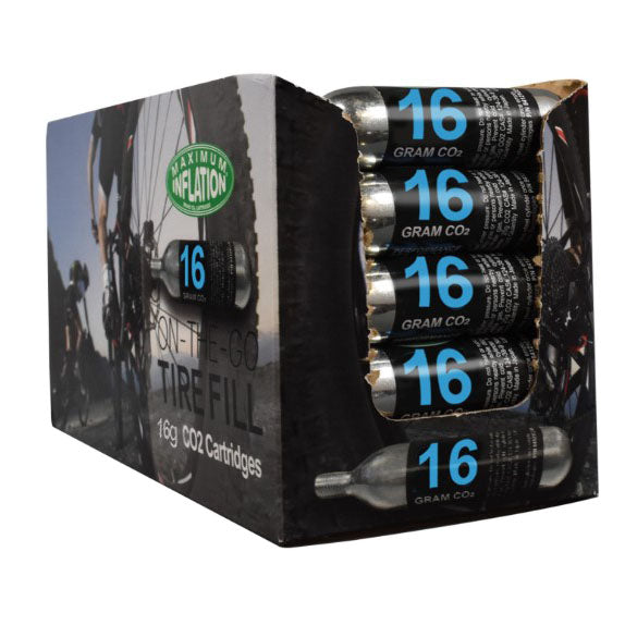 Maximum Inflation CO2 Cartridges, 3/8" threaded, 16g - 50 Pack