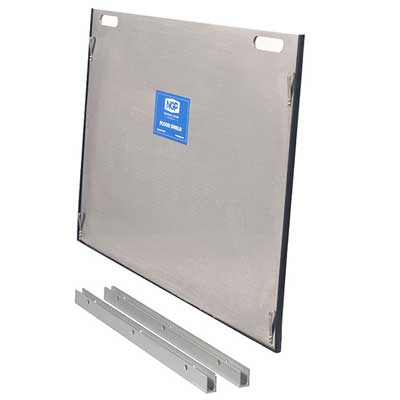 NGP FS22-64 Flood Shield, 64" W x 22" H, 1/4" Marine Grade Aluminum Shield With Handle Cutouts, 1 1/4" Mounting Channels, Closed Cell Rubber Gaskets
