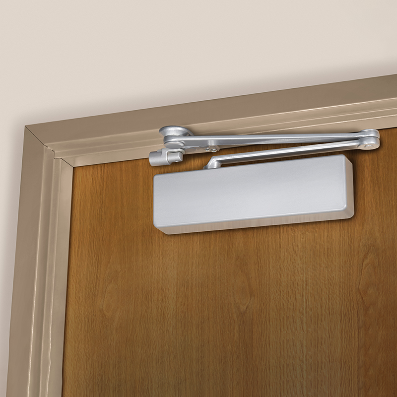 Norton CPS7500-689 Closer Plus Spring Parallel Arm Door Closer, Push Side, Heavy Duty Arm, Size 1 to 6, Plastic Cover, Sex Bolts, Aluminum Finish